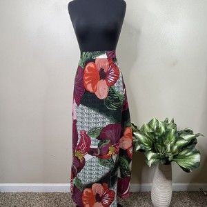 Y2K Multicolor Floral Retro 90s Style Maxi Skirt Size XXL